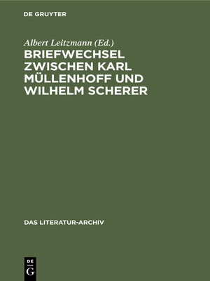 cover image of Briefwechsel zwischen Karl Müllenhoff und Wilhelm Scherer